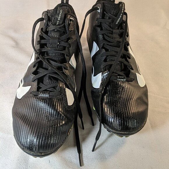Under Armour Spine Fierce MC Black Mens 10 Football Cleats 1269740-001 White UA - Picture 14 of 15